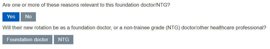 Buttons shown when creating a new foundation doctor