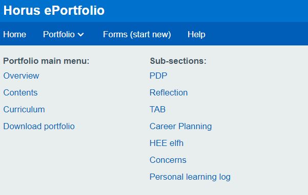 Foundation doctor portfolio navigation menu