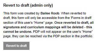 Revert to draft explanation text and revert to draft button