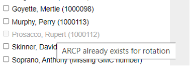 Example of foundation doctors who cannot have an ARCP created because they already have an ARCP