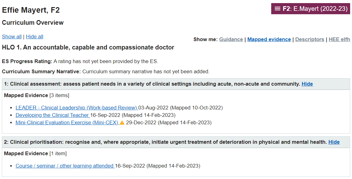 This image shows the curriculum mappings on the 2021 curriculum