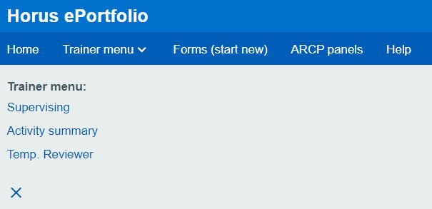 Trainer menu example